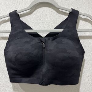 Lululemon Enlite Front Zip Bra High Support Black Leopard Camo 32DD